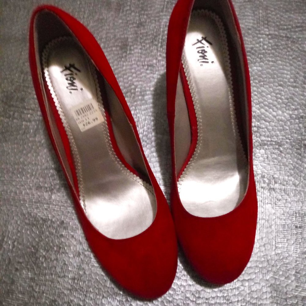 Size 11 Red Suede High Heel Shoes, worn once